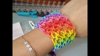 TUTO  bracelet élastique manchette rainbow [upl. by Selegna453]