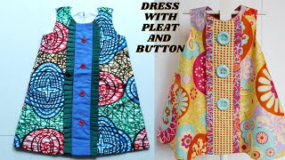 DRESSMAKING WITH PLEAT AND BUTTON  EASY AND FRIENDLY TUTORIAL [upl. by Khanna]