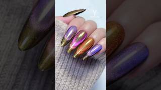 Gold mirror powdercat eye gel polish Click the link in the bio to shop yokefellow nails nailart [upl. by Nemaj101]