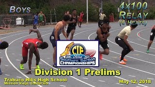 2018 TF  CIFss Prelims D1  4x100 Boys 6 Heats [upl. by Ecirtel]