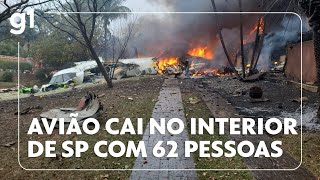 Avião que caiu no interior de São Paulo levava 62 pessoas  g1 noticias [upl. by Aicilif]