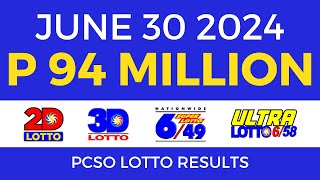 Lotto Result Today 9pm June 30 2024  PCSO Complete [upl. by Nayk]