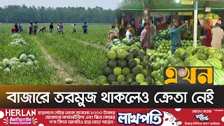 দাম কমিয়েও ক্রেতা পাচ্ছেন না তরমুজ বিক্রেতারা  Watermelon  Ekhon TV [upl. by Yhtomit]