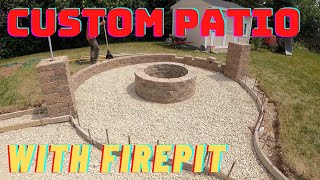 Custom concrete patio with fire pit and seat wall [upl. by Lahtnero]