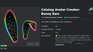 Sniping Catalog Avatar Creator Bunny Ears Roblox Free UGC Limited [upl. by Bili]