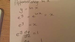 Differentiating ln x using implicit differentiation [upl. by Bobseine]