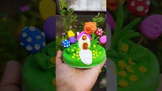 Fairy house with super clay💜🌻🍄made by me🎨artwork fairyhouse craftideas superclay moumitamondal [upl. by Doownelg]