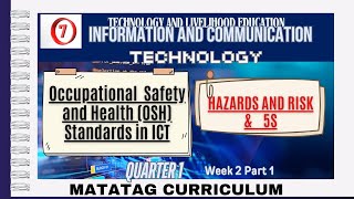 TLE GRADE 7 ICT  Matatag Curriculum Quarter 1 Week 2 Part 1 HAZARDS AND RISK amp 5 S [upl. by Neelyhtak]