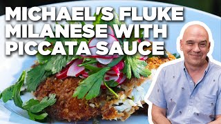 Michael Symons Fluke Milanese with Piccata Sauce  Symon Dinners Cooking Out  Food Network [upl. by Nosahc]