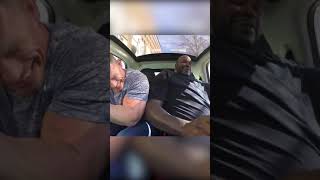 John Cena and Shaq sequeeze into Tiny car😂short [upl. by Duntson]