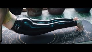 Leather Leggings Yoga Outfit  yogawithmimi [upl. by Anaujik]