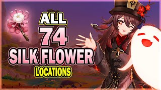 All 74 Silk Flower Locations  Efficient Farming Route  Hu Tao amp Xingqiu Ascension  Genshin Impact [upl. by Paradies]