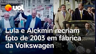 Lula e Alckmin recriam foto e ‘desfilam’ em carro da Volkswagen veja vídeo [upl. by Rosabel188]