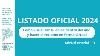 LISTADO OFICIAL 2024 Como visualizar tu oblea dentro del abc y hacer el reclamo en forma virtual [upl. by Eceinart]