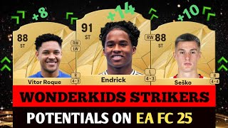 FIFA 25 WONDERKIDS STRIKERS POTENTIALS Ft Endrick Sesko Boniface [upl. by Kirrad]