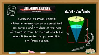 Differential Calculus Feliciano and Uy Exercise 37Time RatesConical Tank [upl. by Koblas]