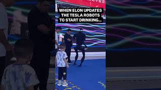 WHEN ELON UPDATES THE TESLA ROBOTS TO START DRINKING 😂😂😂 [upl. by Quinby]