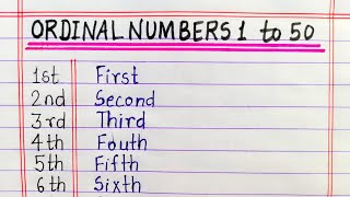 Ordinal Numbers 1 to 50  1 to 50 Ordinal numbers spelling  150 Ordinal numbers [upl. by Angelita83]