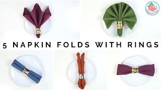 How to Fold Napkins with Rings 5 Fancy Napkin Folding Techniques for Your Thanksgiving Dinner Table [upl. by Codding]