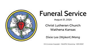 Funeral Service  Dixie Lee Wykert Meng Funeral  August 31 2024 [upl. by Adnah990]