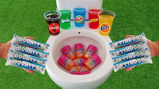 Bounty VS Popular Sodas  Fruko Coca Cola Fanta Sprite Schweppes and Mentos in the toilet [upl. by Anoiuq]