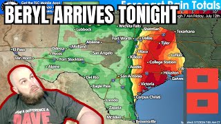 Beryl Set To Strike Texas Gulf Coast As Hurricane Late Tonight [upl. by Aicinat]