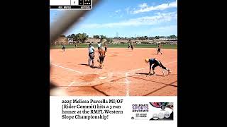 2025 Melissa Purcella MIOF Rider Commit hits a 3 run homer at the RMFL Western Slope Championshi… [upl. by Adnolay]