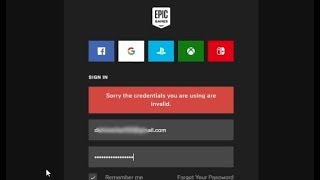 Sorry the credential you are using is invalid  Epic Games log in problem Fixed 2021 [upl. by Dupre]