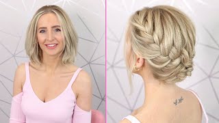 Super Easy Braided Updo For Short Hair💖 [upl. by Palmira]