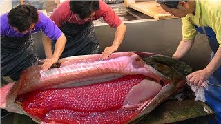 Awesome Worker Skills Harvest Salmon Eggs and Meat  Salmon Cutting amp Processing Machine in Factory [upl. by Hu]