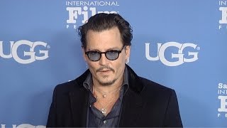 Johnny Depp Honored with the SBIFFs Maltin Modern Master Award 2016 Red Carpet [upl. by Onirefez]