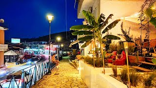 Moraitika night street life Corfu Island summer Greece 4K 2022 [upl. by Polinski256]