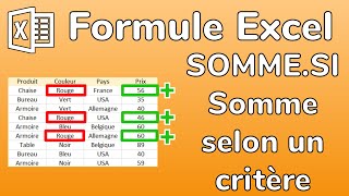 Excel Formule SOMMESI  Faire une Somme selon un critère [upl. by Nedrah]