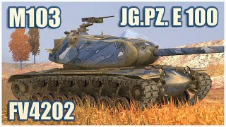 Jagdpanzer E100 FV4202 amp M103 • WoT Blitz Gameplay [upl. by Lemej]