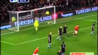 Nemanja Vidic GOAL vs Aston Villa 01022011 [upl. by Bogosian889]