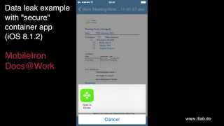 MobileIron AppConnect data leak example with DocsWork [upl. by Ratna]