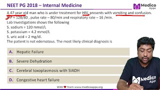 NEET PG Recall Question 2019  Internal Medicine SIADH Syndrome of Inappropriate ADH Secretion [upl. by Sedecrem687]