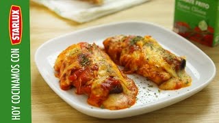 Rollitos de berenjena y queso con tomate frito Starlux [upl. by Zindman31]