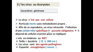 cytologie organisation générale de la cellule virusacaryotes [upl. by Esyli]