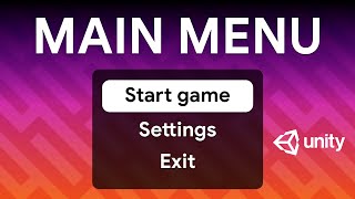 MAIN MENU in Unity  Unity UI tutorial [upl. by Anaitit866]