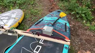 DIY Pontoon boat using two paddle boards [upl. by Arais962]