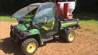 Applying slug pellets JD Gator  Stocks fan jet spinners [upl. by Freemon]