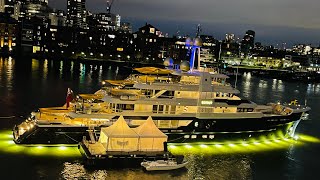 SuperYacht SCOUT  James Berwind’s 85M Yacht docked in LONDON [upl. by Ihcalam]