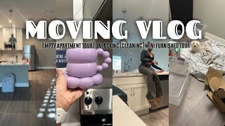 MOVING VLOG 01 empty apartment tour  cleaning unpacking  mini furnished tour [upl. by Karlee]