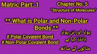 what is polar and non polar bonds  polar covalent bond and non polar covalent bond  matric part 1 [upl. by Haldane904]