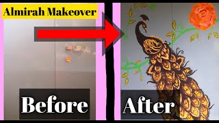 How to paint your almirah with peacock  painting steel Almirah  Almirah makeover [upl. by Siraf]