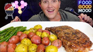 ASMR  Grilled Steak Roasted Potatoes amp Green Beans  MUKBANG Eating Show [upl. by Westbrook]