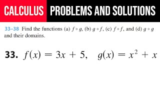 33 Find the functions a f°g b g°f c f°f and d g°g and their domains fx3x5 gx [upl. by Atiugal740]