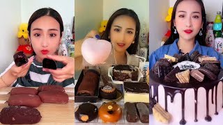 ASMR Chocolate Creamy🥧Icecream Cake Mukbang Choco Caramel Eating Show asmr food eatingshowviral [upl. by Otsirave]