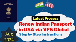 Indian Passport RenewalReissuance in USA VFS GLOBAL  Latest Process Steps  For Adult  new 2024 [upl. by Hale]